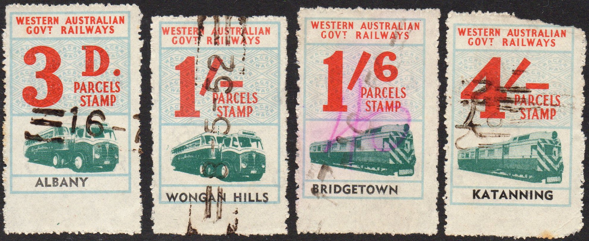 Railway parcel stamp Western Australia wide bottom margin